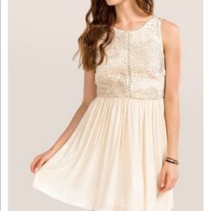4/$25 Alya Cream Gold Fit and Flare Dress